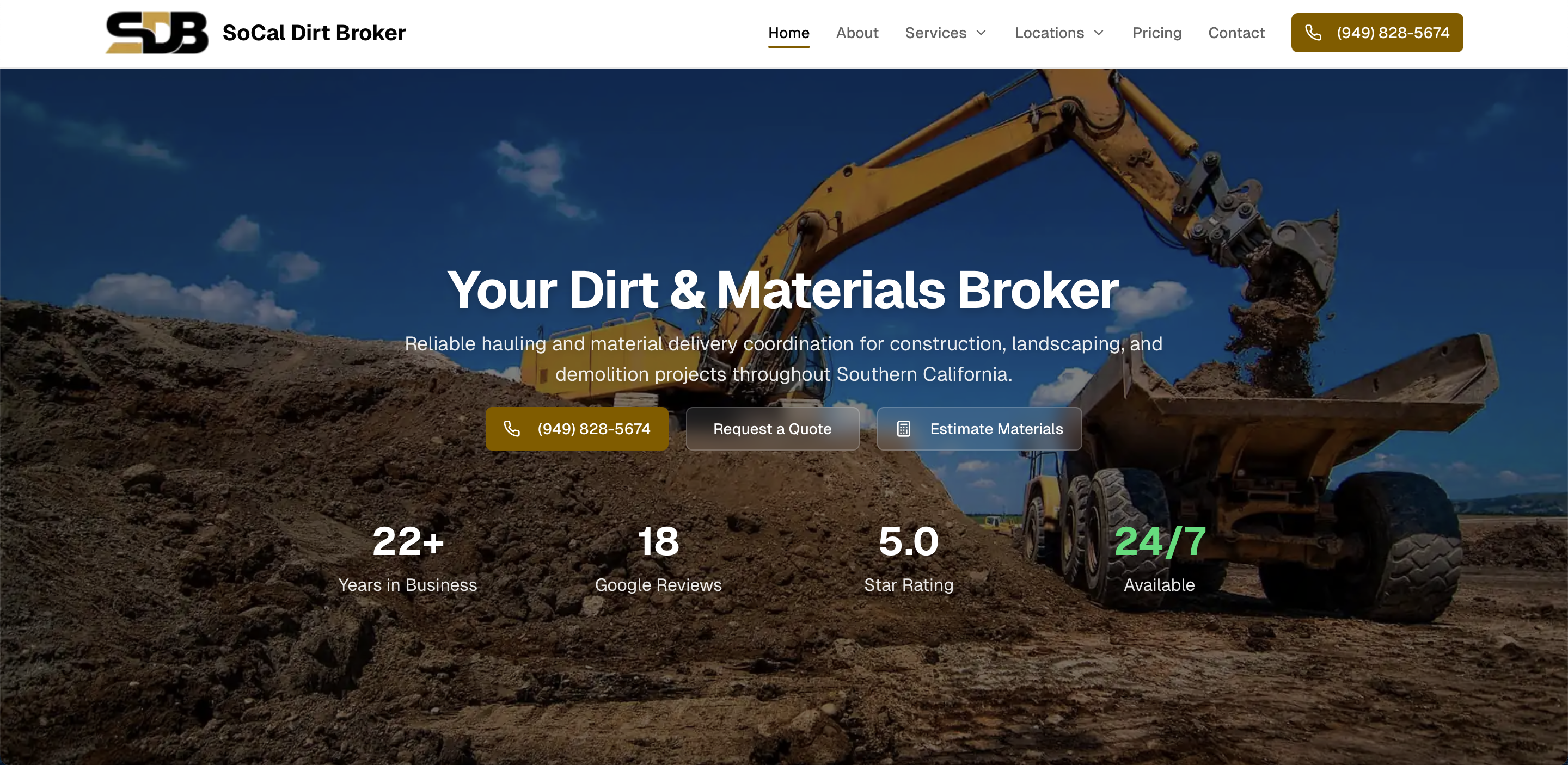 SoCal Dirt Broker site preview